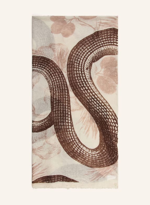 friendly hunting Cashmere-Schal GARDEN EDEN CREME / DUNKELBRAUN / BEIGE
