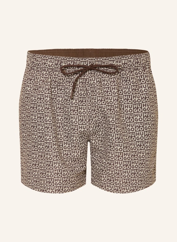 HUGO AARON swim shorts BEIGE / DARK BROWN