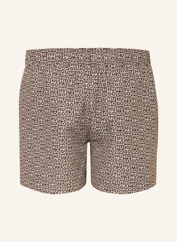 HUGO Zwemshort AARON BEIGE / MARRON FONCÉ