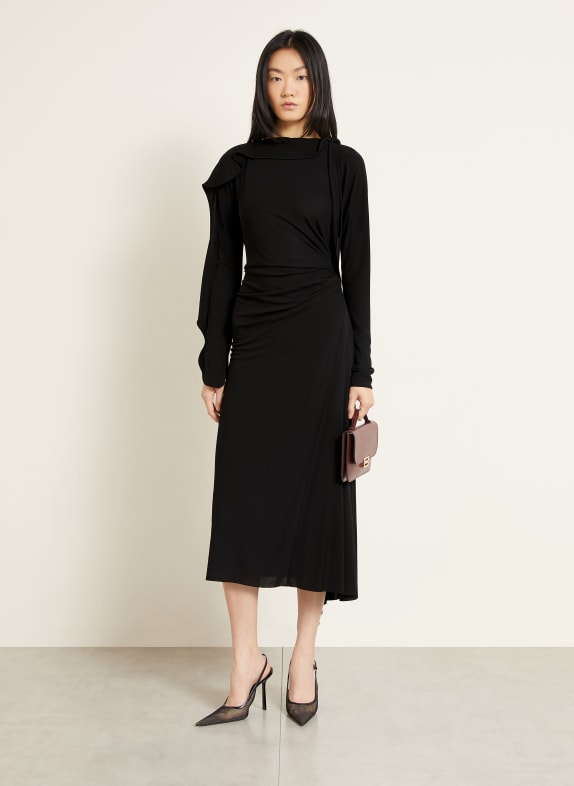 VICTORIA BECKHAM Abendkleid mit Volants SCHWARZ