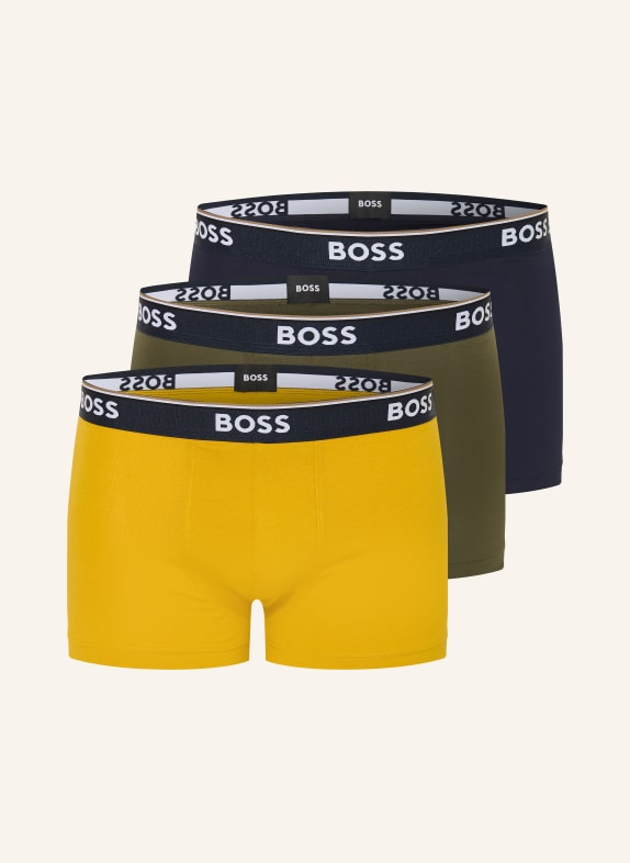 BOSS 3-pak bokserek POWER GRANATOWY / CIEMNOŻÓŁTY / KHAKI