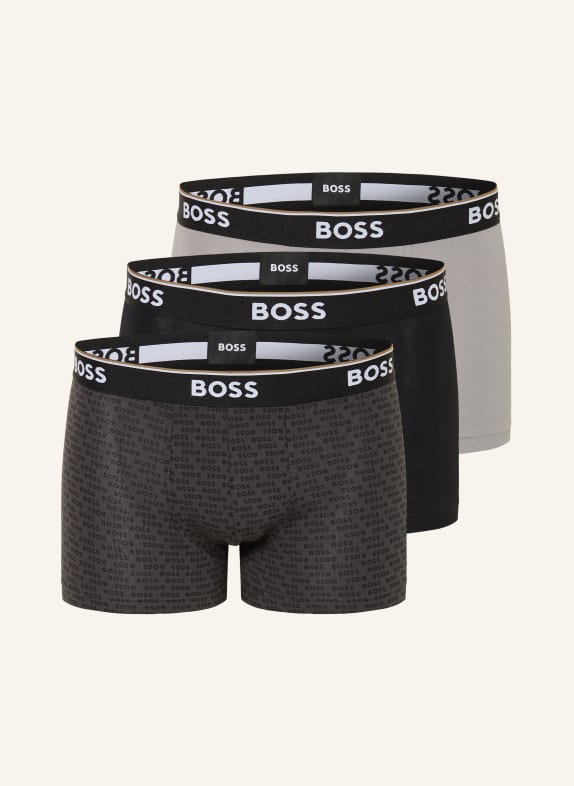BOSS 3-pak bokserek POWER JASNOCZARY / CZIEMNOSZARY / CZARNY