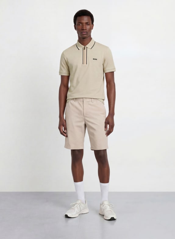 BOSS Jersey-poloskjorte PHILIX BEIGE / LYSEBRUN / SORT