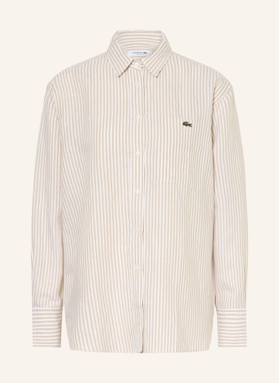 LACOSTE Linen shirt blouse BEIGE / WHITE