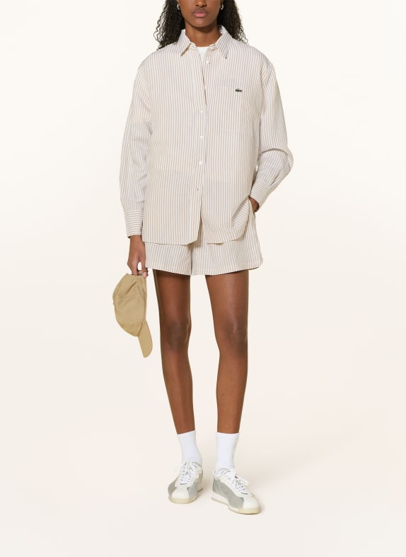 LACOSTE Overhemdblouse van linnen BEIGE / WIT