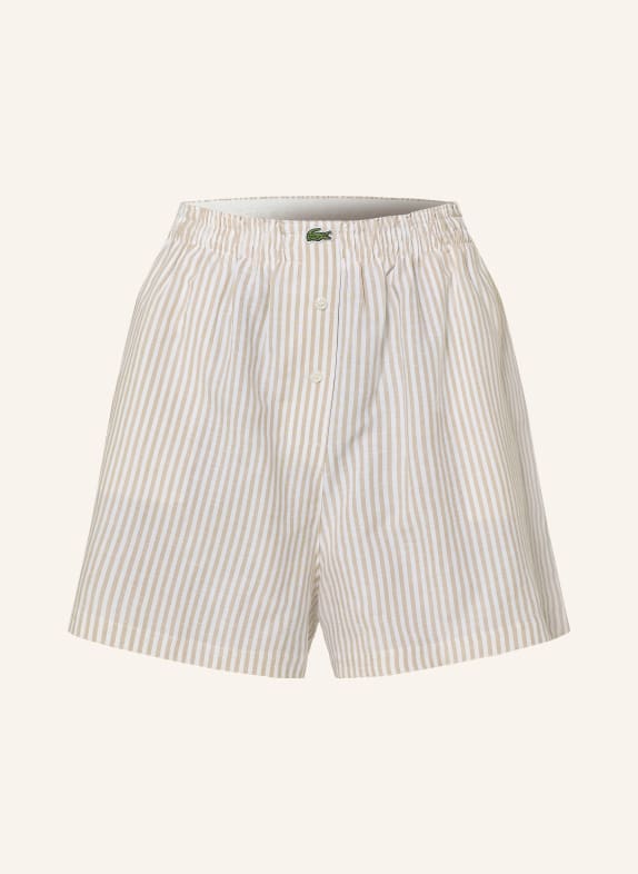 LACOSTE Short en lin BEIGE / CRÈME
