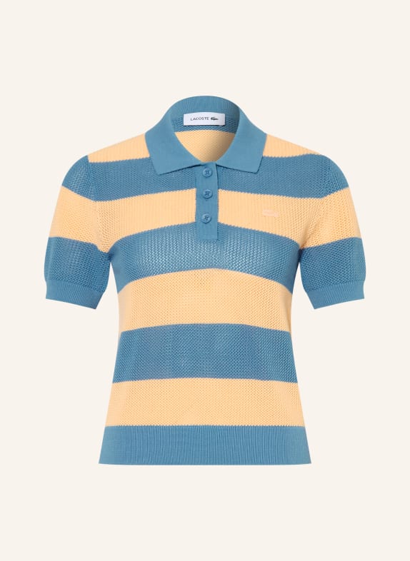 LACOSTE Knit polo shirt BLUE / LIGHT ORANGE
