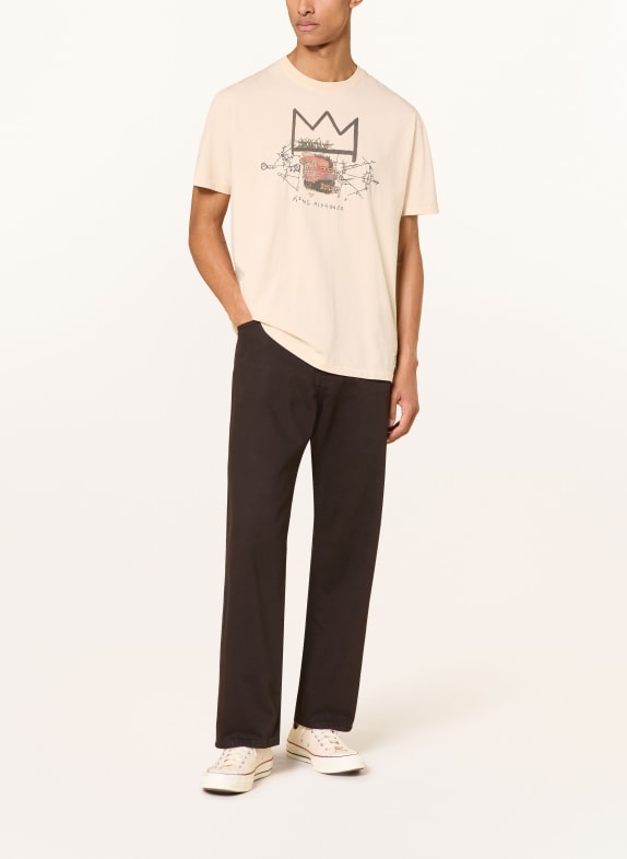 SCOTCH & SODA T-shirt BASQUIAT ARTWORK BEIGE / DONKERROOD / ZWART
