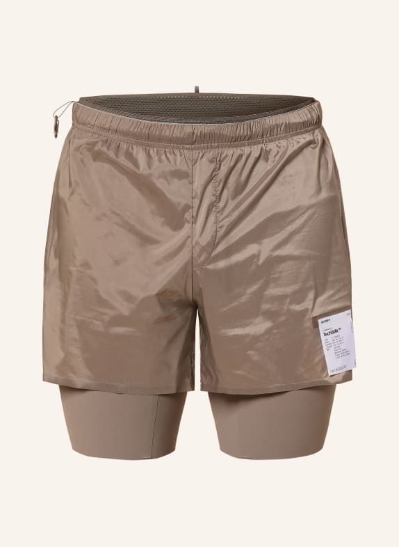 SATISFY 2-in-1-Laufshorts TECHSILK™ 8" BEIGE