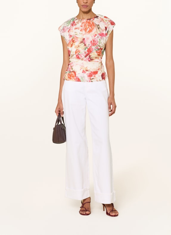 Y.A.S. Blouse met uitsnijding CRÈME / ROOD / GROEN