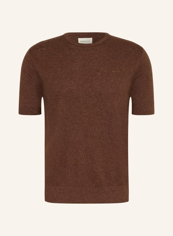 GANT T-shirt en maille avec lin MARRON