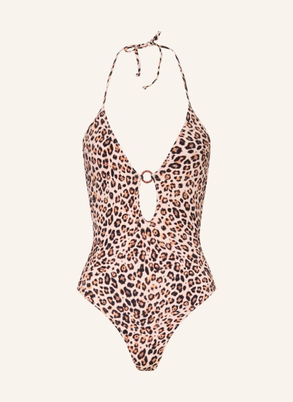 BANANA MOON Neckholder-Badeanzug MIRELO BEIGE / COGNAC / SCHWARZ