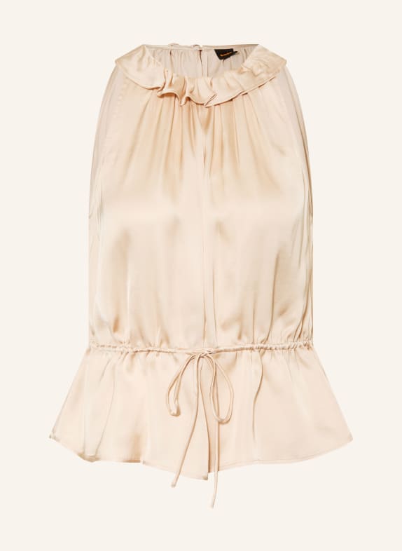 BOSS IGEA satin blouse top with ruffles LIGHT BROWN