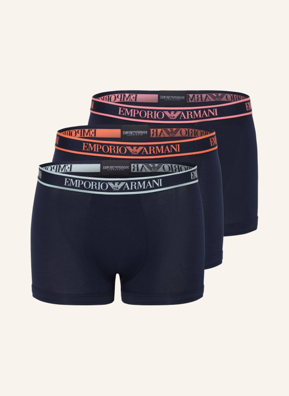 EMPORIO ARMANI 3er-Pack Boxershorts DUNKELBLAU / ROSA / HELLROT