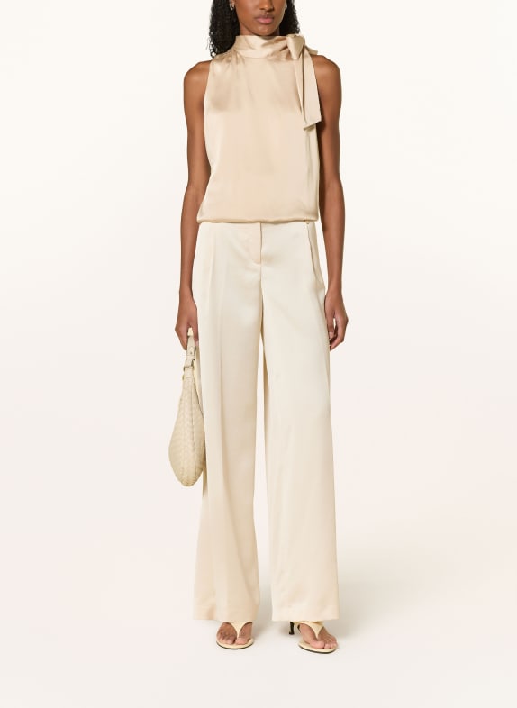 NEO NOIR Satijnen top VEDA met strik BEIGE