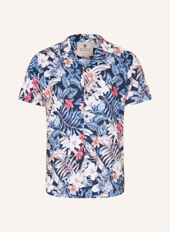 DESOTO LIDO Slim Fit Jersey Resort Shirt DARK BLUE / RED / BLUE