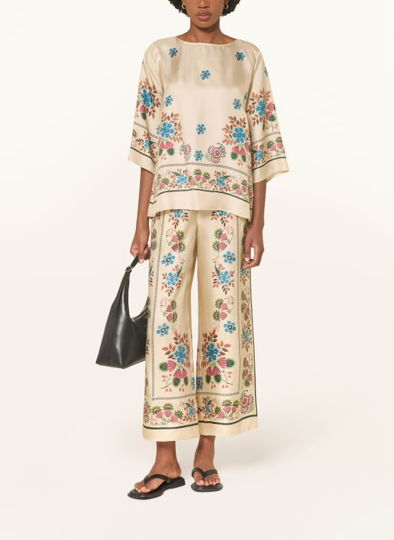 WEEKEND Max Mara Blouse WKDSAMBA met 3/4-mouwen van zijde BEIGE / GROEN / TURQUOISE
