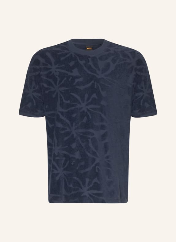 BOSS T-Shirt FLOWER aus Frottee DUNKELBLAU