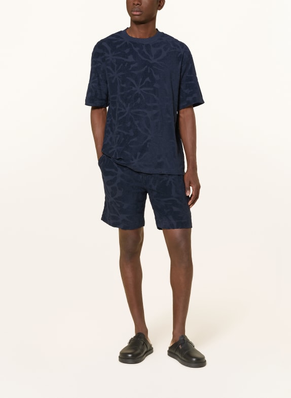 BOSS T-shirt FLOWER i frotté MØRKEBLÅ