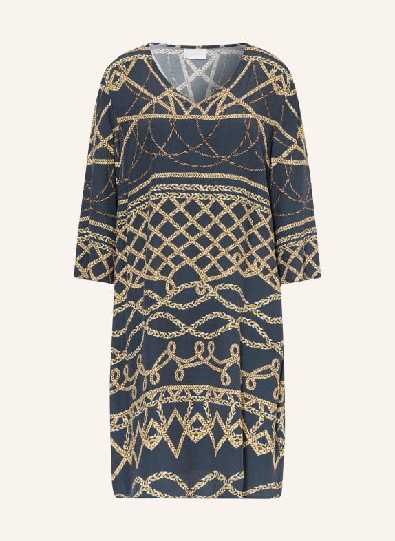 Charmline Strandkleid Z1 MARINA LUXE mit 3/4-Arm DUNKELBLAU / COGNAC / WEISS