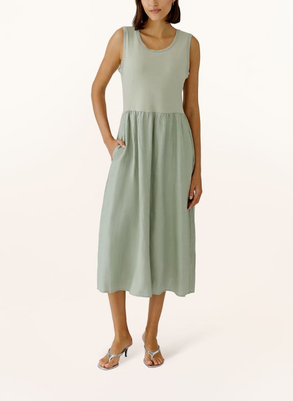 oui Kleid im Materialmix mit Leinen OLIV