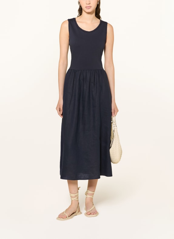 oui Dress in a blend of materials including linen DARK BLUE