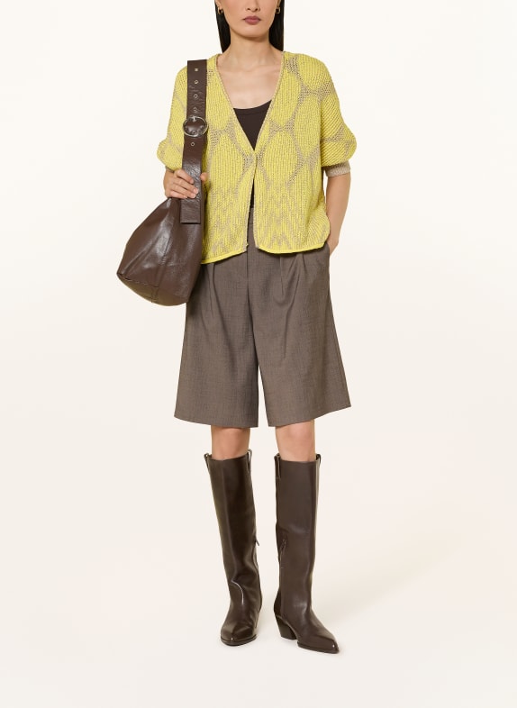oui Gebreid vest met glinsterend garen GEEL / BEIGE