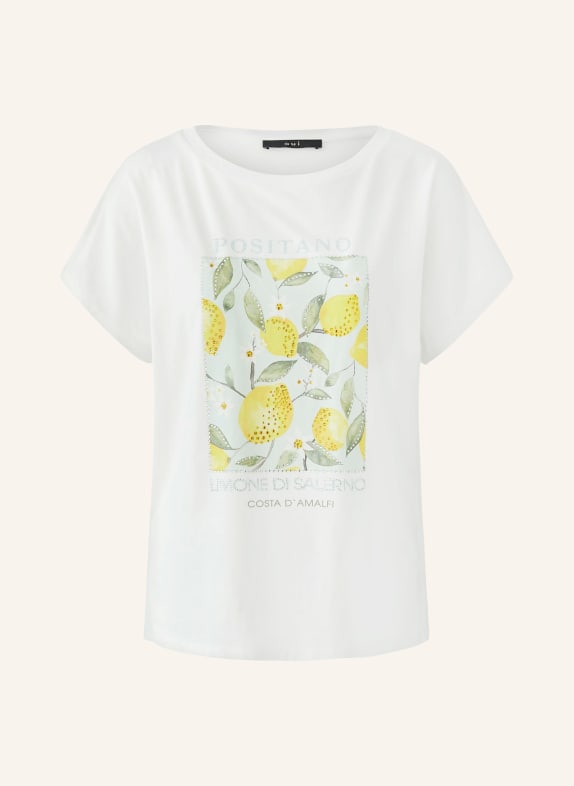oui T-shirt avec strass BLANC / JAUNE / TURQUOISE
