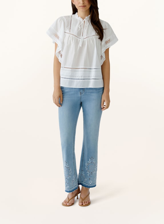 oui Blouse met opengewerkte kant WIT