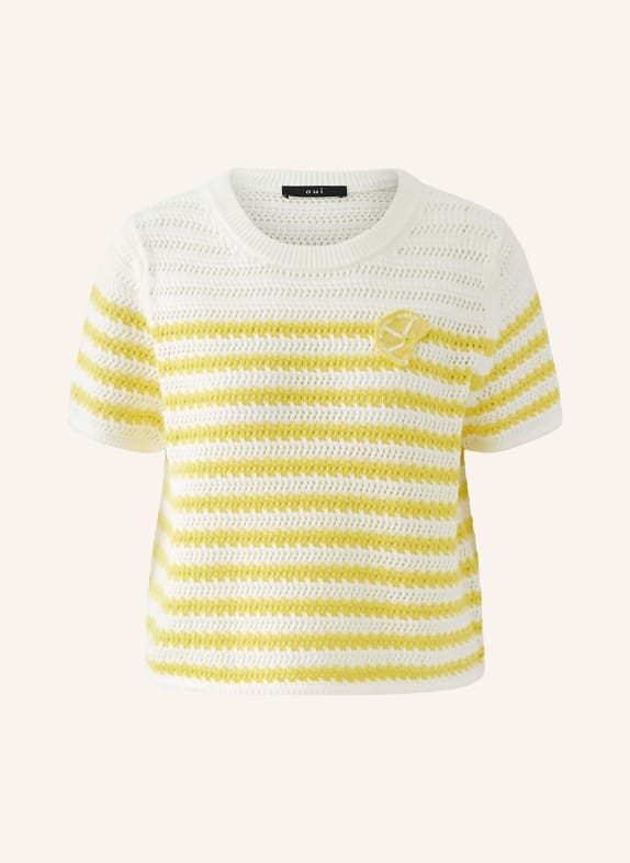 oui T-shirt en maille à paillettes BLANC / JAUNE