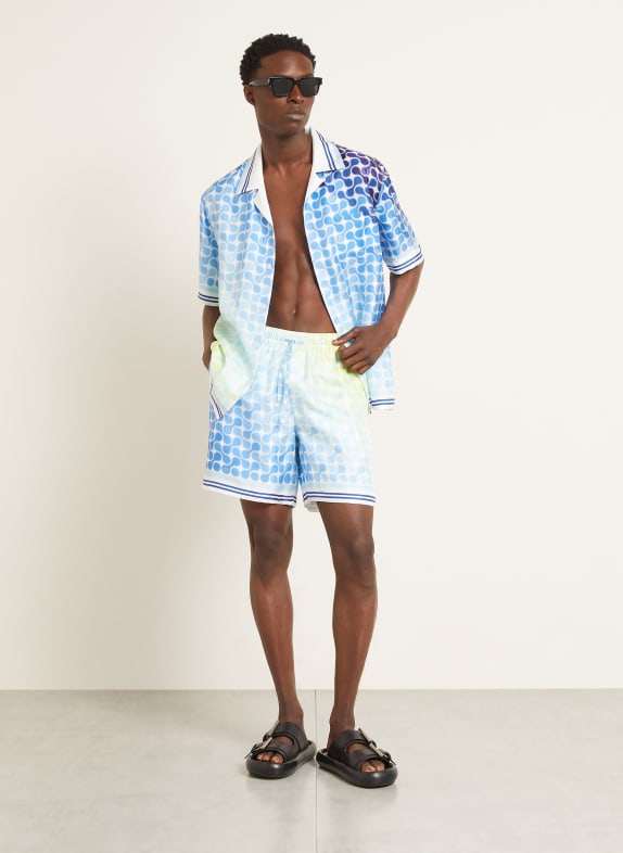 Casablanca Resorthemd Comfort Fit van zijde WIT / TURQUOISE / BLAUW