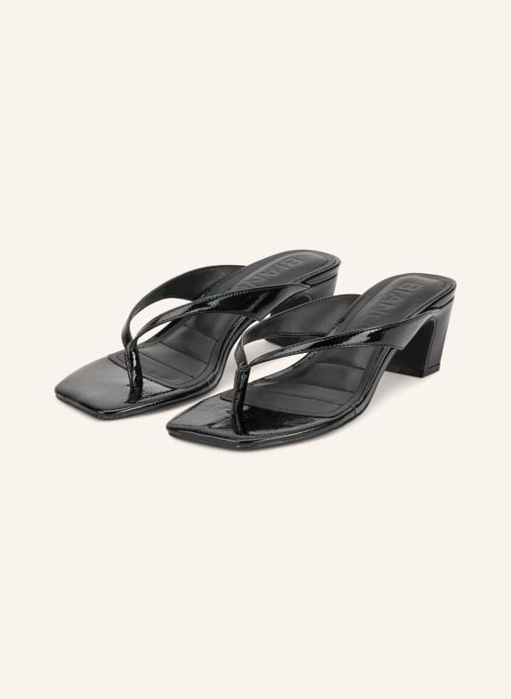BIANCO Patent leather toe-separator sandals BLACK