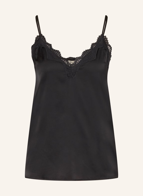 rosemunde Top en satin PENELOPE avec dentelle NOIR