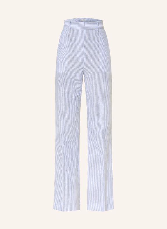 LADNERI Hose LYDIE mit Leinen WEISS / HELLBLAU
