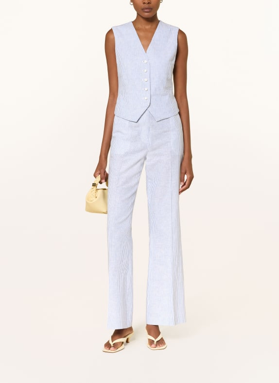 LADNERI Gilet blazer HELENA en lin BLEU / BLANC