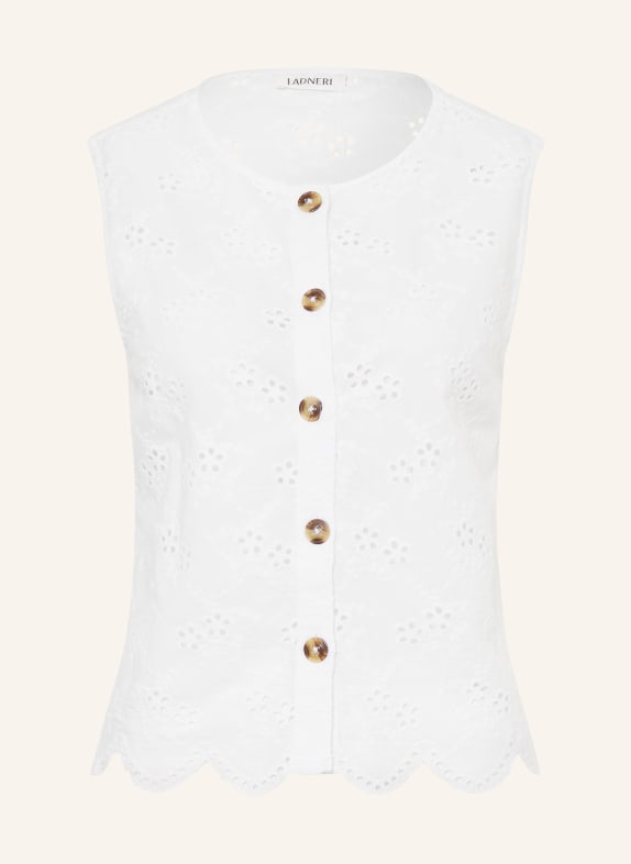 LADNERI LOUISE blouse top made of eyelet lace WHITE