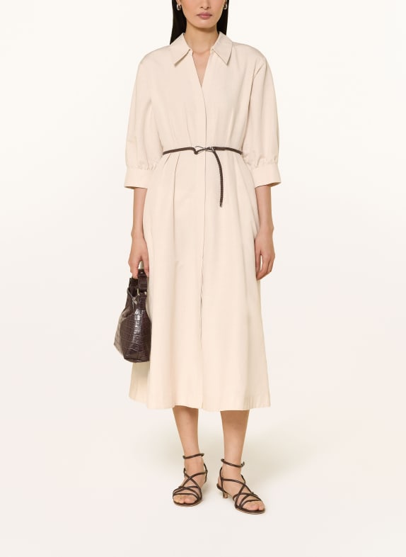 comma Kleid mit 3/4-Arm und Leinen ECRU