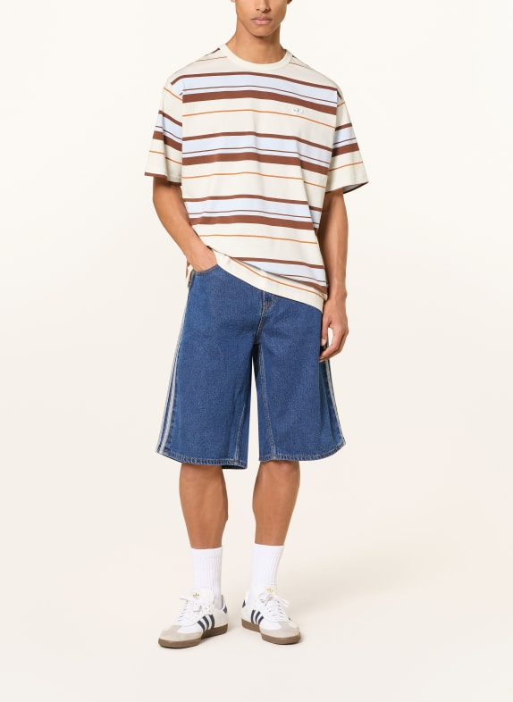 adidas Originals T-shirt STRIPED CREW NECK CRÈME / BRUIN / LICHTBLAUW