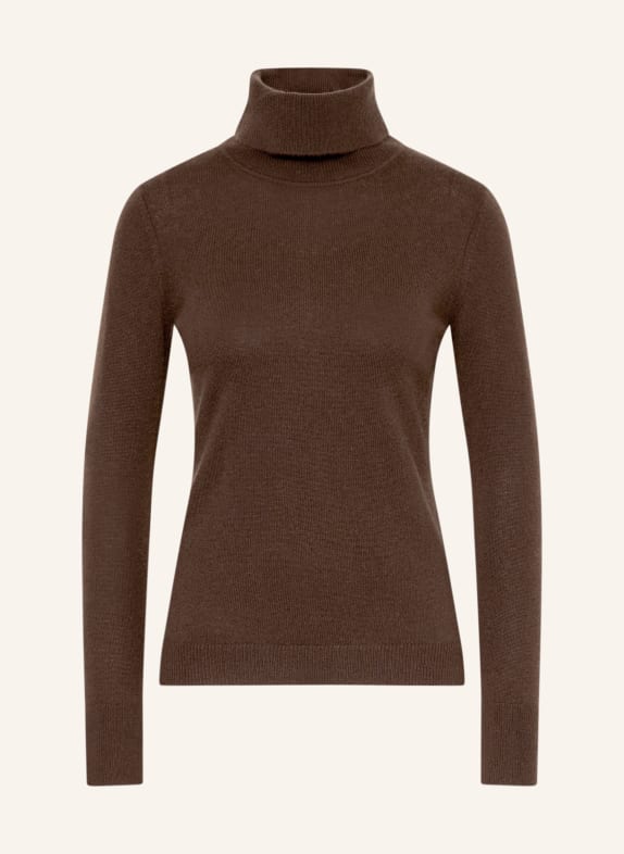 darling harbour Cashmere turtleneck sweater DARK BROWN