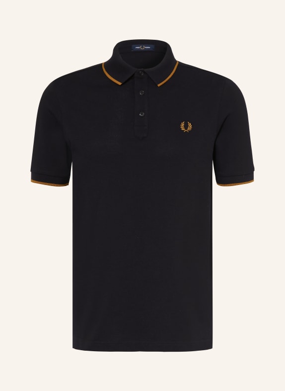 FRED PERRY piqué polo shirt BLACK / DARK ORANGE