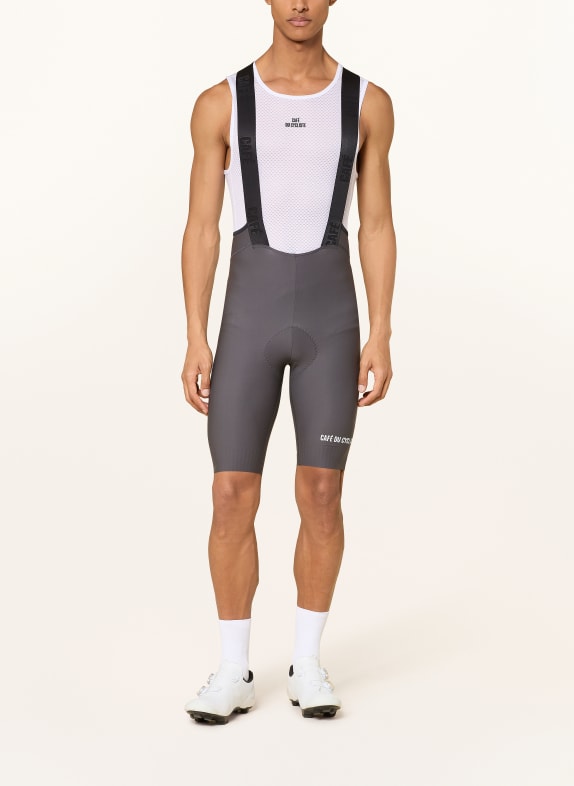 CAFÉ DU CYCLISTE Fietsbroek met bretels en gewatteerde inzet MARINETTE DONKERGRIJS / ZWART