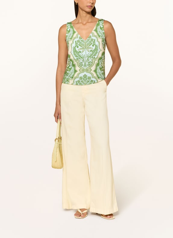 Miss Lagotte Top GROEN / CRÈME / LICHTBLAUW