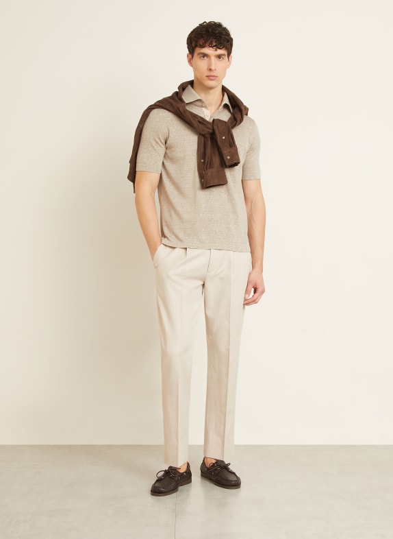 FIORONI Gebreid poloshirt met linnen BEIGE