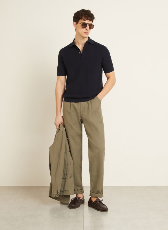 FIORONI Gebreid poloshirt DONKERBLAUW