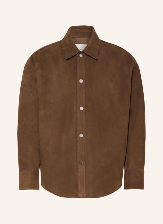 AMI PARIS Leder-Overjacket DUNKELBRAUN