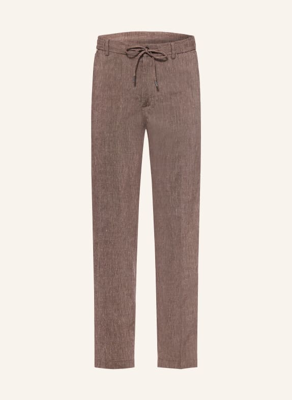 BOSS Broek KANE Extra Slim Fit met linnen MARRON FONCÉ