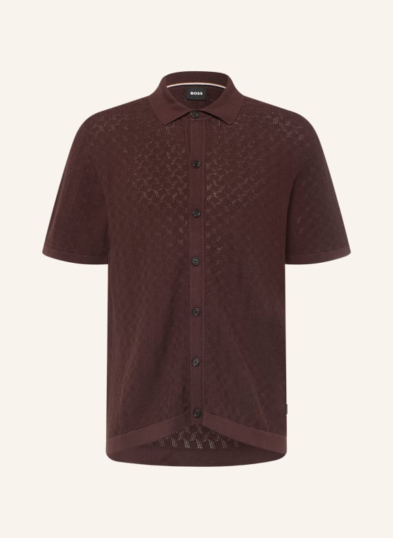 BOSS Chemise en maille NAPPO Comfort Fit MARRON FONCÉ