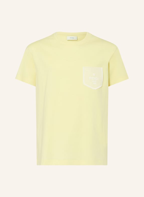 FENDI T-shirt LIGHT YELLOW / WHITE