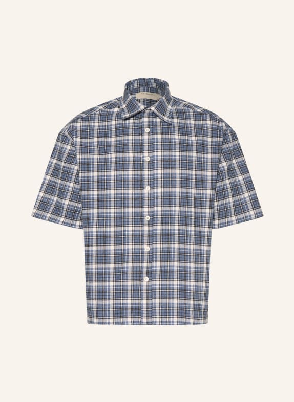 RETERNITY Kurzarm-Hemd Comfort Fit aus Flanell DUNKELBLAU / ECRU / SCHWARZ