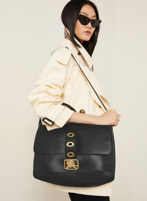 BURBERRY Schoudertas RIDER MEDIUM ZWART / GOUD
